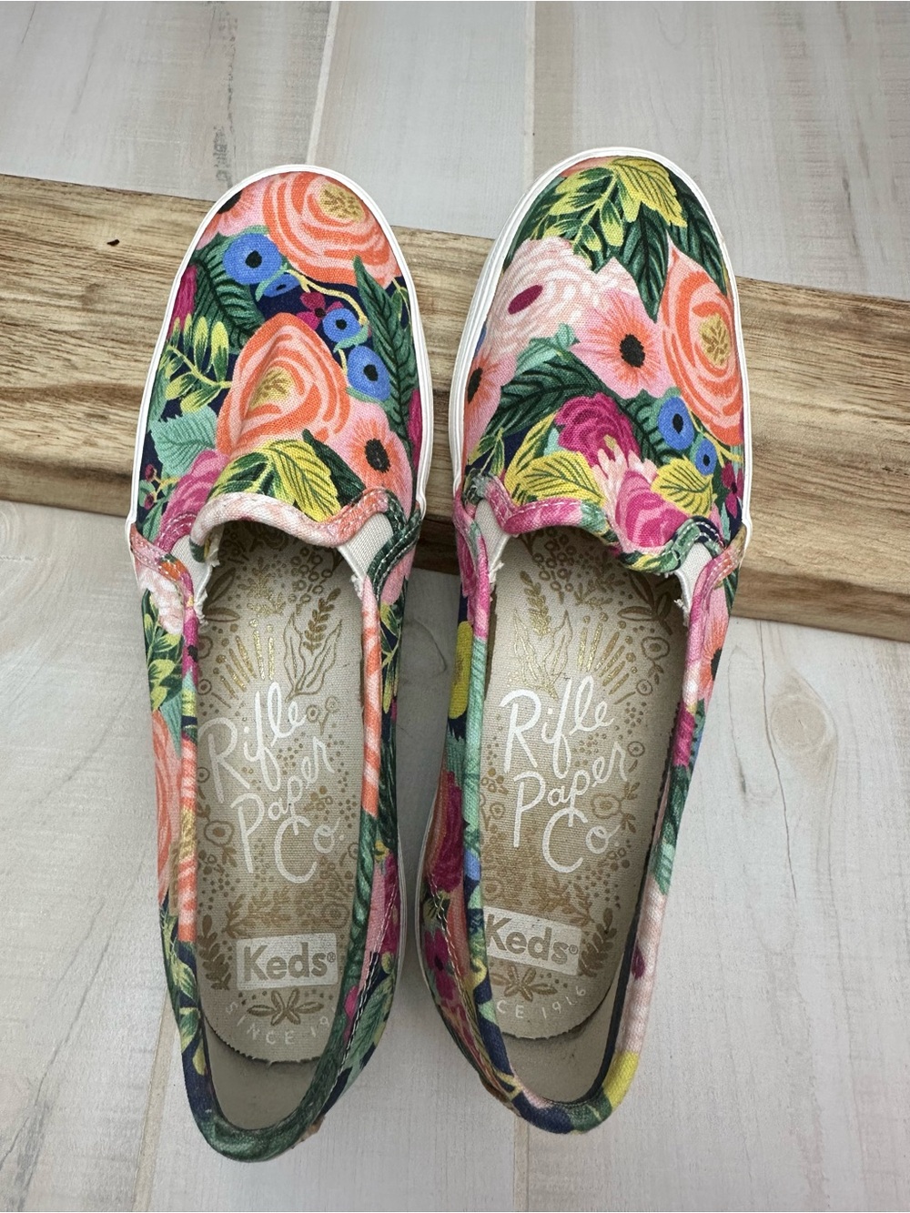 Rifle Paper Co. + Keds Floral Slip-On Sneakers - Pink/Green